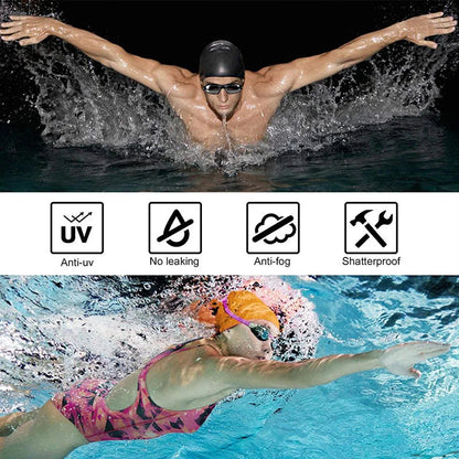 Swimming Goggles for Men & Women – Anti-Fog UV Protection, Waterproof, Adjustable Silicone Swim Goggles for Adults & Kids